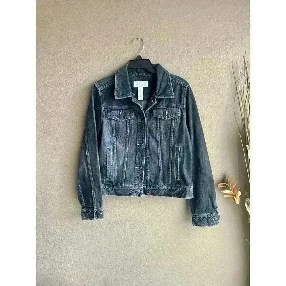 WOMAN’S LIZ CLAIBORNE DENIM BLUE JEAN COAT JACKET  SIZE M‎ EUC